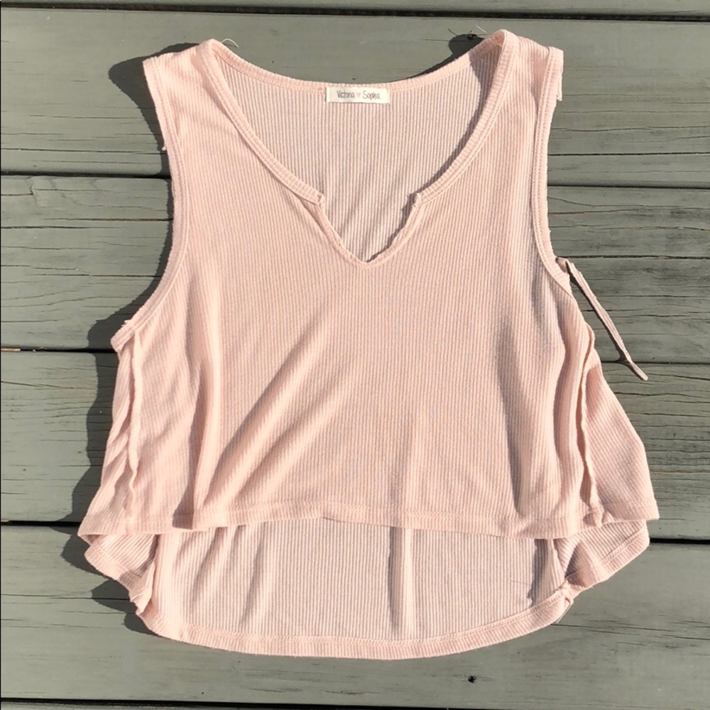 Light Pink Ribbed Crop